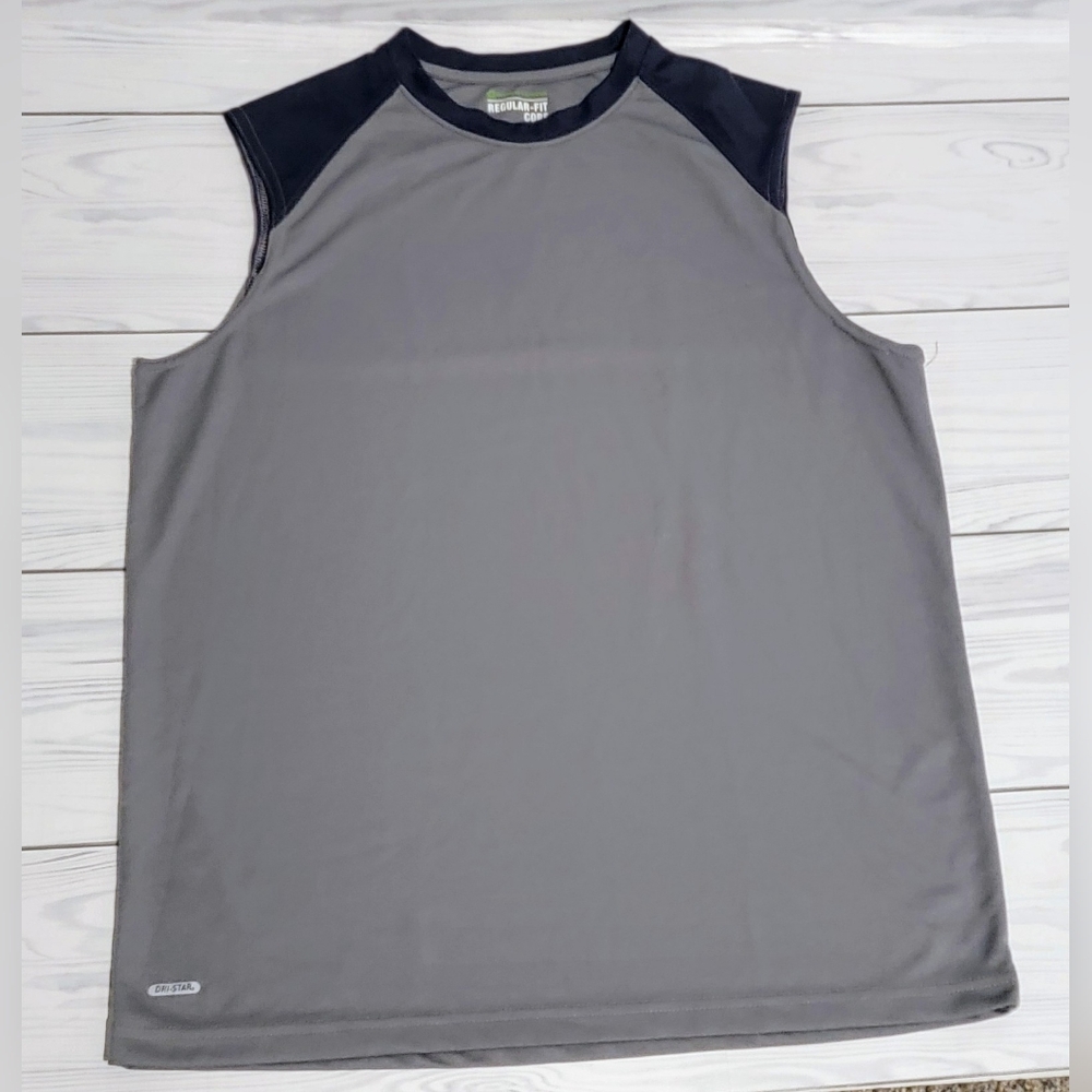 Dri-Star Gray and Black Men's Tank Top Regular-Fit Core Sz L